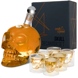 Декантер с 6 чаши за шот Oak & Steel Skull на ниска цена от Max-Shop