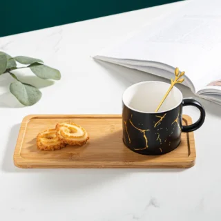 Чаша, чинийка, лъжичка Bamboo 250 мл на ниска цена от Max-Shop