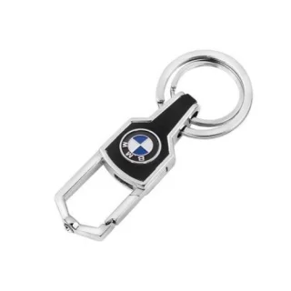 Масивен метален ключодържател BMW с карабинер тип клипс и халка за ключове